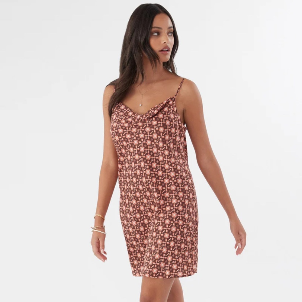 O’Neill Judith Geo Satin Dress, NWT, size Small - Canyon Clay